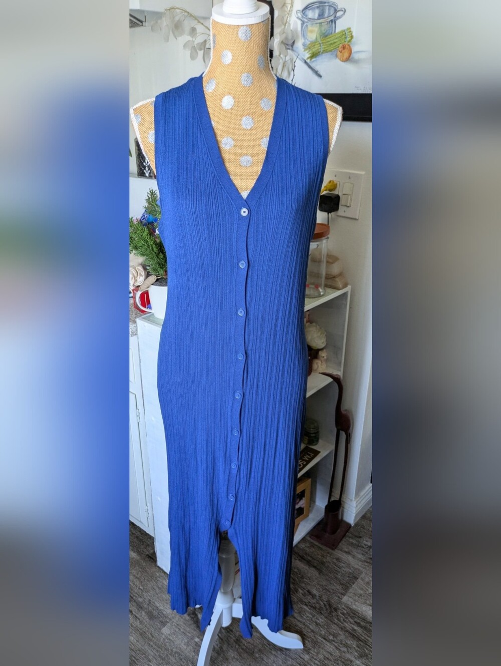Banana Republic Ribbed Knit Maxi Dress in Cobalt